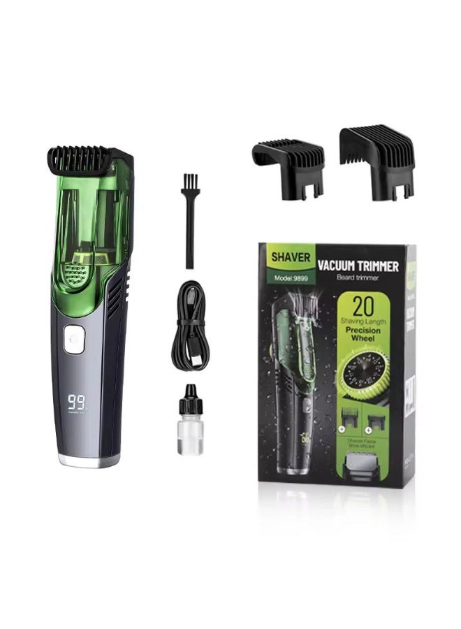 BlueFire Automatic Vacuum Hair Trimmer for Men – Professional Cordless Beard, Groin & Body Grooming Hair Clipper with USB Rechargeable Lithium Battery, Stainless Steel Blades, Fully Washable, Long-Lasting Green Grooming Device - Image 1