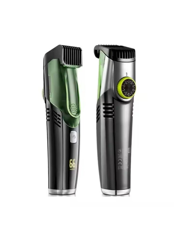 BlueFire Automatic Vacuum Hair Trimmer for Men – Professional Cordless Beard, Groin & Body Grooming Hair Clipper with USB Rechargeable Lithium Battery, Stainless Steel Blades, Fully Washable, Long-Lasting Green Grooming Device - Image 4
