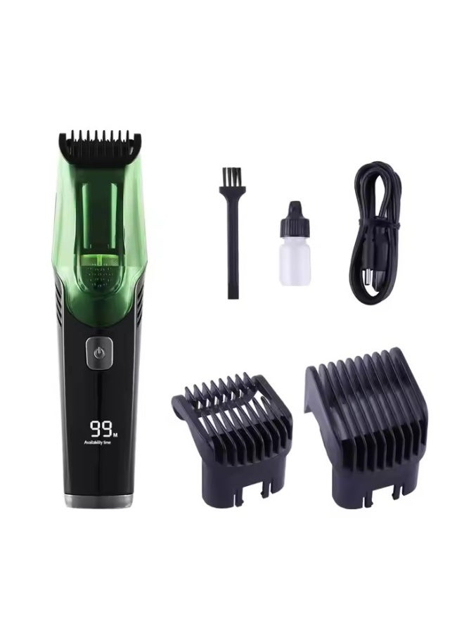 BlueFire Automatic Vacuum Hair Trimmer for Men – Professional Cordless Beard, Groin & Body Grooming Hair Clipper with USB Rechargeable Lithium Battery, Stainless Steel Blades, Fully Washable, Long-Lasting Green Grooming Device - Image 5