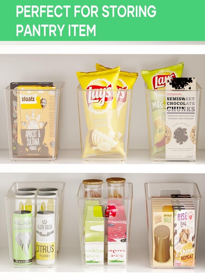 Faryuan 6 Pack Clear Plastic Storage Bins, 11" Large Pantry Organizer Bins with Handles, Plastic Containers for Refrigerator,BPA-Free Perfect for Kitchen,Fridge,Cabinet,Pantry,Bathroom,Closet Organization - Image 4