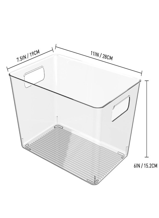 Faryuan 6 Pack Clear Plastic Storage Bins, 11" Large Pantry Organizer Bins with Handles, Plastic Containers for Refrigerator,BPA-Free Perfect for Kitchen,Fridge,Cabinet,Pantry,Bathroom,Closet Organization - Image 2
