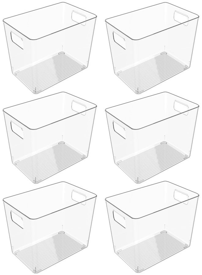Faryuan 6 Pack Clear Plastic Storage Bins, 11" Large Pantry Organizer Bins with Handles, Plastic Containers for Refrigerator,BPA-Free Perfect for Kitchen,Fridge,Cabinet,Pantry,Bathroom,Closet Organization - Image 1