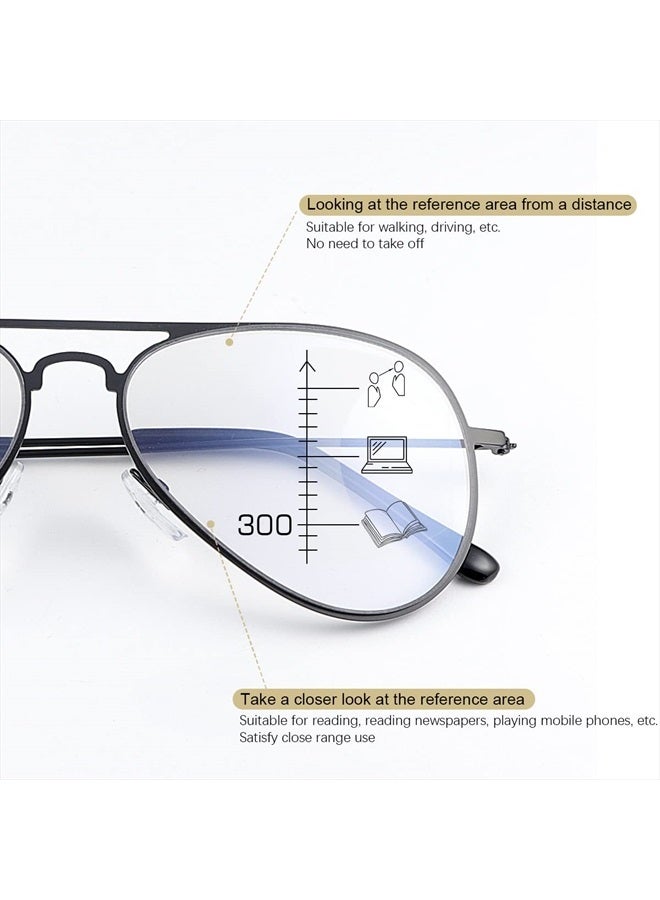 MIRYEA Aviator Photochromic Progressive Multifocus Reading Glasses Multifocal Transition Sun Readers for Men Women UV Protection Sunglasses Blue Light Blocking Computer Eyeglasses Anti Glare Eyewear - Image 3