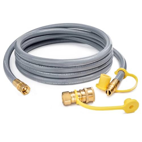 GASPRO 12 Feet 1/2" ID Natural Gas Hose, Low Pressure LPG Hose with Quick Connect, for Weber, Char-broil, Pizza Oven, Patio Heater and More - Image 1
