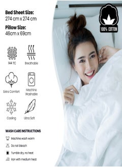 Raymond Raymond Home King Flat Sheet Bedsheet 144 Thread Count Luxirious Mercerised 100% Long Staple Cotton Bedding Solid Pre Shrunk Percale Finish Bed Linen with 2 Pillow Case - Navy (274 * 274 CM)  - Image 4