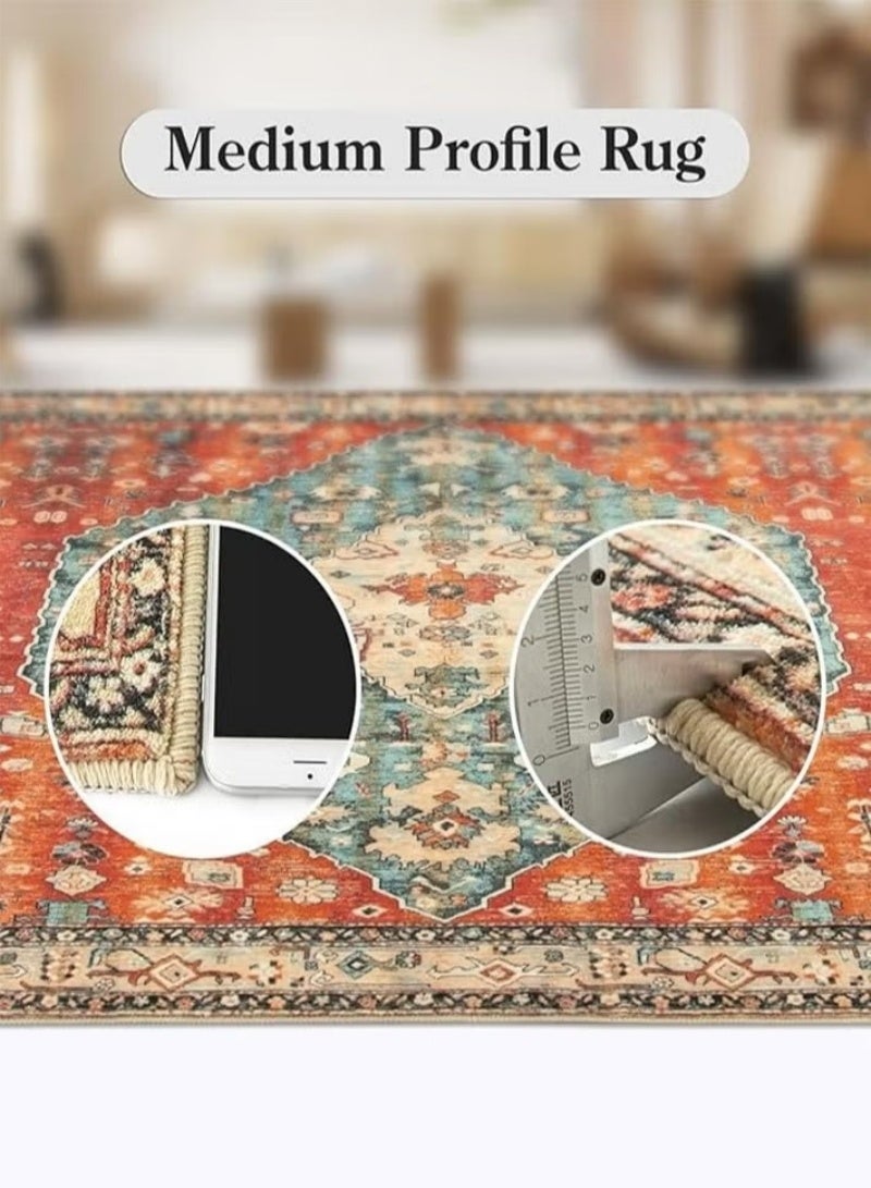 رحلة التنوعD سجاد بوهيمي 180x230 سم، سجاد بوهيمي لغرفة النوم، سجاد قابل للغسل ومقاوم للانزلاق، سجاد مطبوع على الطراز القديم لا يتساقط، سجاد زخرفي لغرفة المعيشة وغرفة النوم والمكتب وغرفة الطعام - Image 5