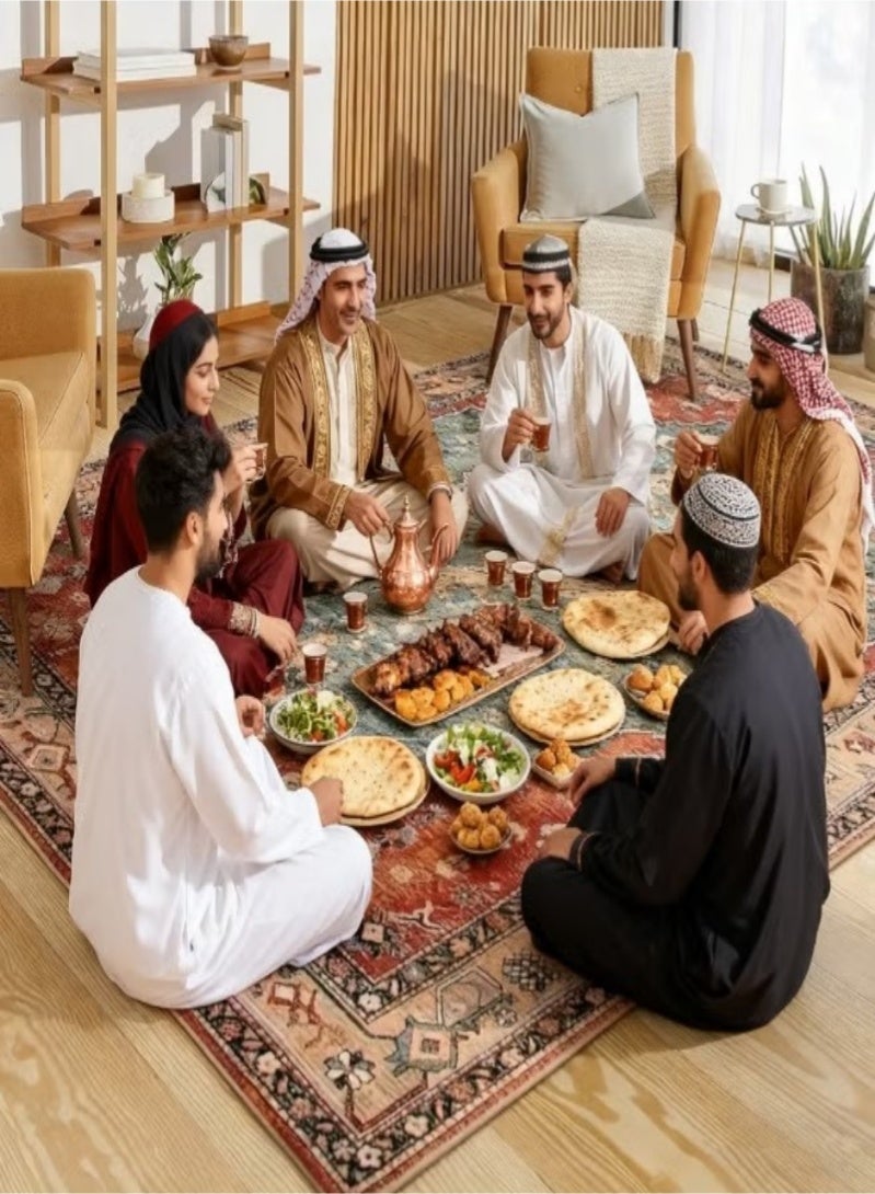 رحلة التنوعD سجاد بوهيمي 180x230 سم، سجاد بوهيمي لغرفة النوم، سجاد قابل للغسل ومقاوم للانزلاق، سجاد مطبوع على الطراز القديم لا يتساقط، سجاد زخرفي لغرفة المعيشة وغرفة النوم والمكتب وغرفة الطعام - Image 2