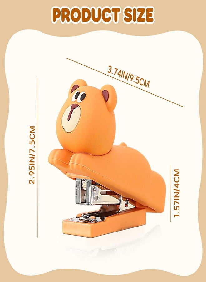 Honagu Mini Cute Animal Stapler With Staples, Cartoon Stereoscopic Silicone (PVC) Stapler, Labor-saving Office Supplies for Students, Teachers, the First Day of School Gift for Girls,Boys(Coffee Bear) - Image 2