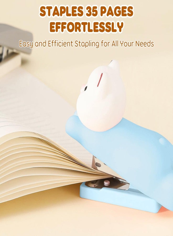 Honagu Mini Cute Animal Stapler With Staples, Cartoon Stereoscopic Silicone (PVC) Stapler, Labor-saving Office Supplies for Students, Teachers, the First Day of School Gift for Girls,Boys(Coffee Bear) - Image 3
