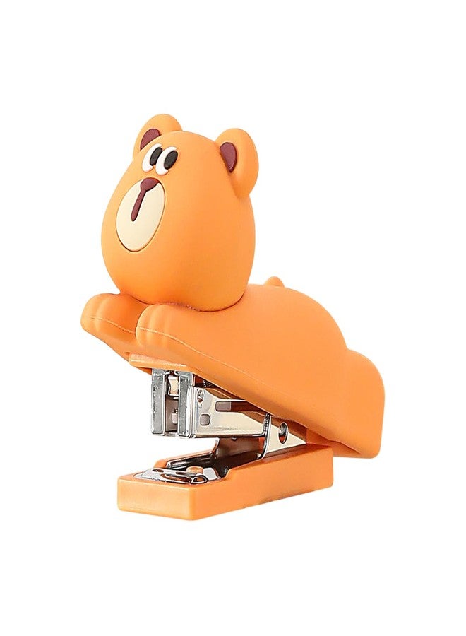 Honagu Mini Cute Animal Stapler With Staples, Cartoon Stereoscopic Silicone (PVC) Stapler, Labor-saving Office Supplies for Students, Teachers, the First Day of School Gift for Girls,Boys(Coffee Bear) - Image 1