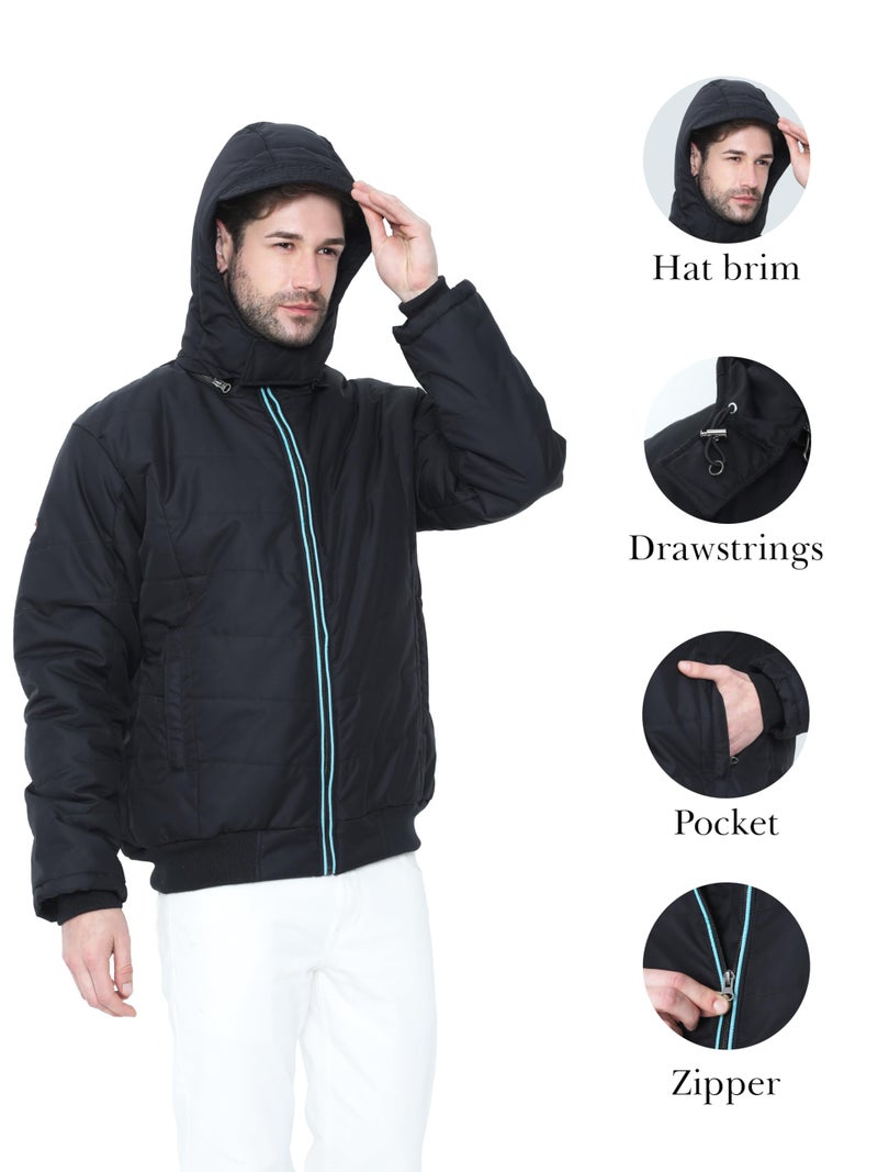 HIVER Wool Men's Hooded Winter Jacket - Waterproof and Snowproof (XXX-Large), Black - Image 3