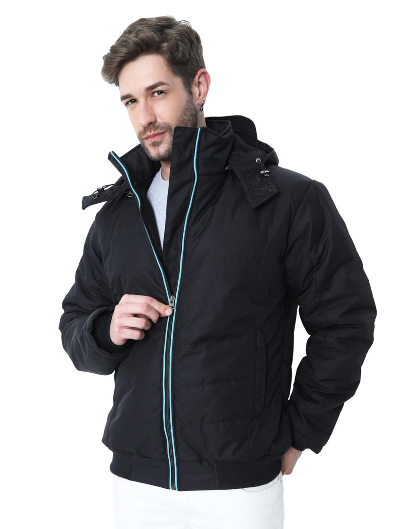 HIVER Wool Men's Hooded Winter Jacket - Waterproof and Snowproof (XXX-Large), Black - Image 1