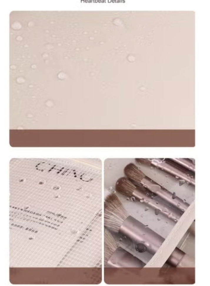 PU Leather Cosmetic Bag with Zipper, Waterproof Portable Travel Storage Bag, Large Capacity Handheld Travel Cosmetic Bag with Compartments for Girls and Women - Image 4