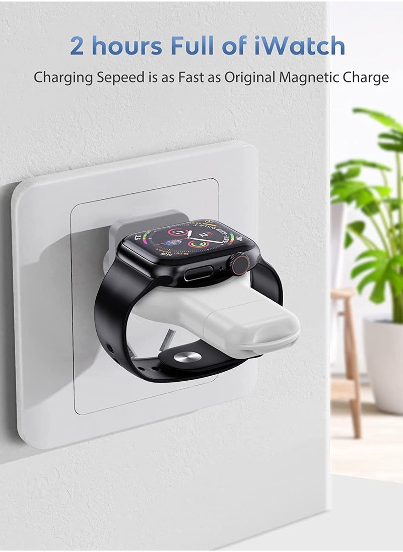 جويز شاحن أبل ووتش لاسلكي متنقل ثنائي المنافذ بشاحن سريع USB-A و USB-C - شاحن مغناطيسي سفر لجميع إصدارات سلسلة 2 إلى 8 وSE (أبيض)  - Image 4