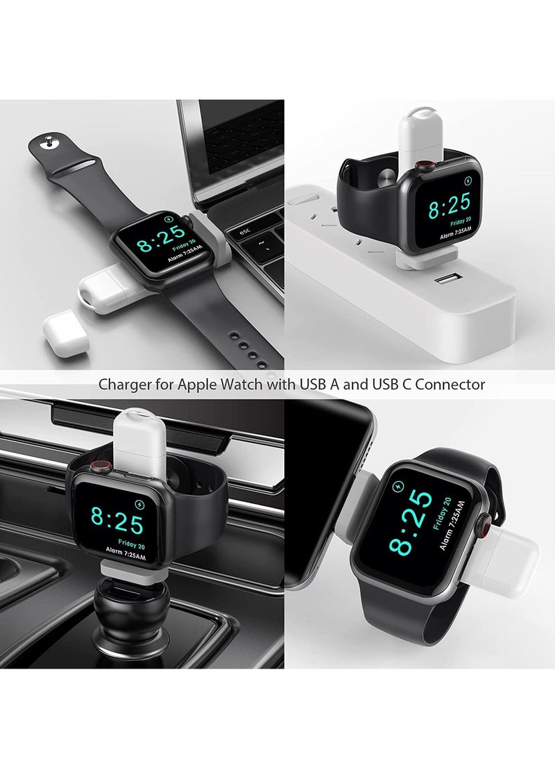 جويز شاحن أبل ووتش لاسلكي متنقل ثنائي المنافذ بشاحن سريع USB-A و USB-C - شاحن مغناطيسي سفر لجميع إصدارات سلسلة 2 إلى 8 وSE (أبيض)  - Image 5