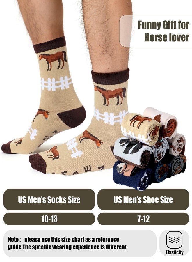 Shyyween 8 Pairs Funny Horse Socks for Men Riding Novelty Equestrian Crew Dress Socks Western Cowboy Riding Gift for Horse Lovers Equestrians Derby Holiday Party Favors - Image 5