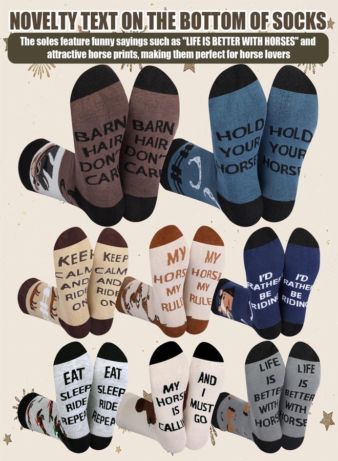 Shyyween 8 Pairs Funny Horse Socks for Men Riding Novelty Equestrian Crew Dress Socks Western Cowboy Riding Gift for Horse Lovers Equestrians Derby Holiday Party Favors - Image 2