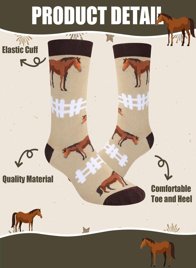 Shyyween 8 Pairs Funny Horse Socks for Men Riding Novelty Equestrian Crew Dress Socks Western Cowboy Riding Gift for Horse Lovers Equestrians Derby Holiday Party Favors - Image 3