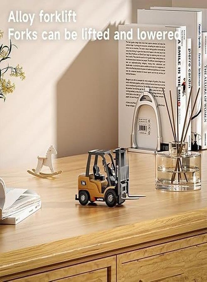 Babelly HG4-243 RTR 1/64 2.4G Mini RC Car Alloy Forklift Support App Remote Controlled LED Light Sound Engineering Vehicle Desktop Toys Model Collection Gift for Boys - Yellow - Image 2