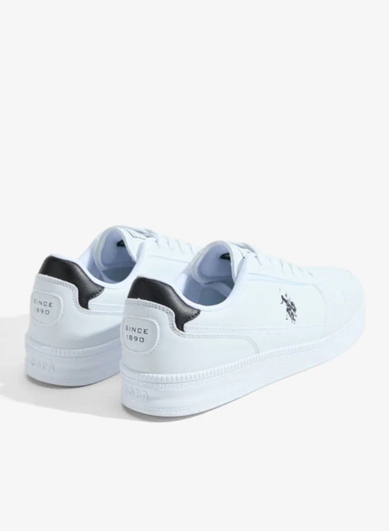U.S. Polo Assn. white USPA Men's White Casual Sneakers – Lightweight Lace-Up Fashion Shoes | Comfortable Everyday Walking Shoes | Classic Lifestyle Sneakers for Men | Best Price UAE