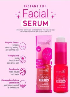 Brilliant Skin Instant Lift Facial Serum, Reduce Wrinkles, Minimize Pores, Brighten, and Smooth Skin, Unique Formula for Lightening Sun Spots, Discoloration and Refining Texture, 20ml.  - Image 2
