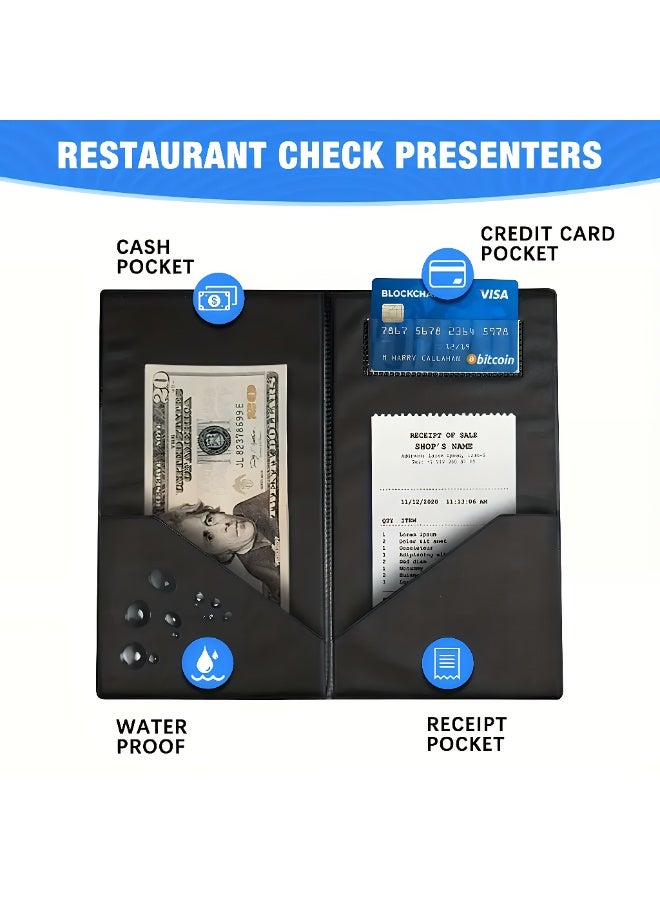 TrustMate Premium Leather Bill Folder for Restaurant, Elegant Check Presenter and Menu Holder, Black Leather Look, High Quality Dining Receipt Holder 28×25.5cm - Image 3