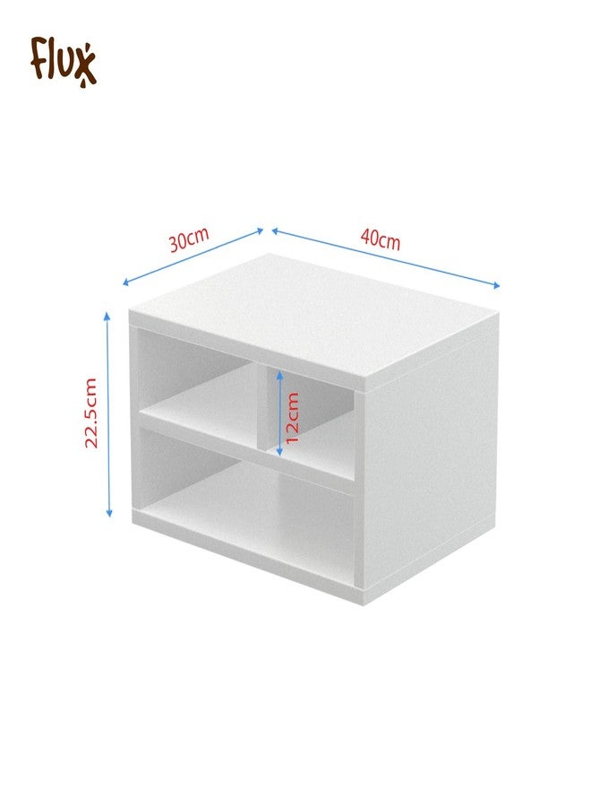 flux 2-Tier Desk Organizer and Printer Stand, Engineered Wood, Compact Desktop Storage with 3 Shelves for Books, Office Supplies, Study Room or Home Office - White - Image 5