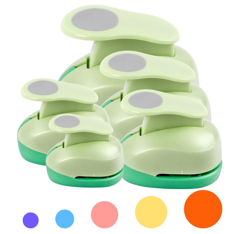 UCEC Circle Punch Craft Hole Punch for Paper Crafting, 5 Different Size Circle Cutters Hole Punches for Paper Crafts, Cardstock, Gift Wrapping, Cards, Scrapbooks 3/8 5/8 1 1.5 2 Inch Round Puncher Set - Image 1