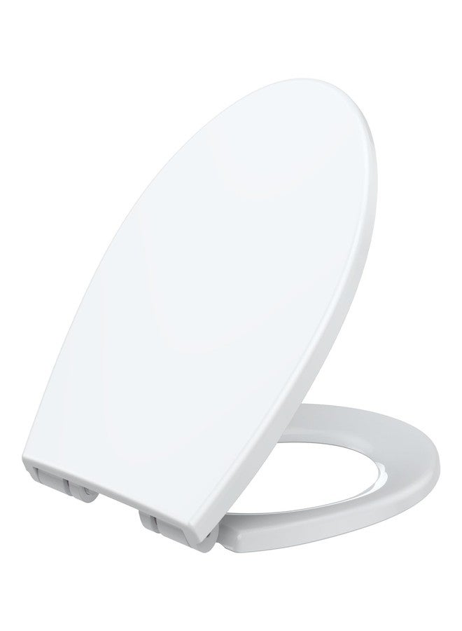 GAOMON Round Toilet Seat, Soft Close Toilet Seat, Quick Release Hinges,One Button for Easy Cleaning, Slow Close Plastic Toilet Seats and Cover,Easy Installation Never Loosen Hinge White Toilet Lid - Image 1