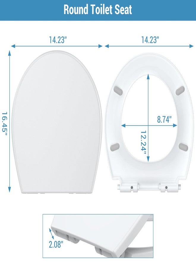 GAOMON Round Toilet Seat, Soft Close Toilet Seat, Quick Release Hinges,One Button for Easy Cleaning, Slow Close Plastic Toilet Seats and Cover,Easy Installation Never Loosen Hinge White Toilet Lid - Image 2