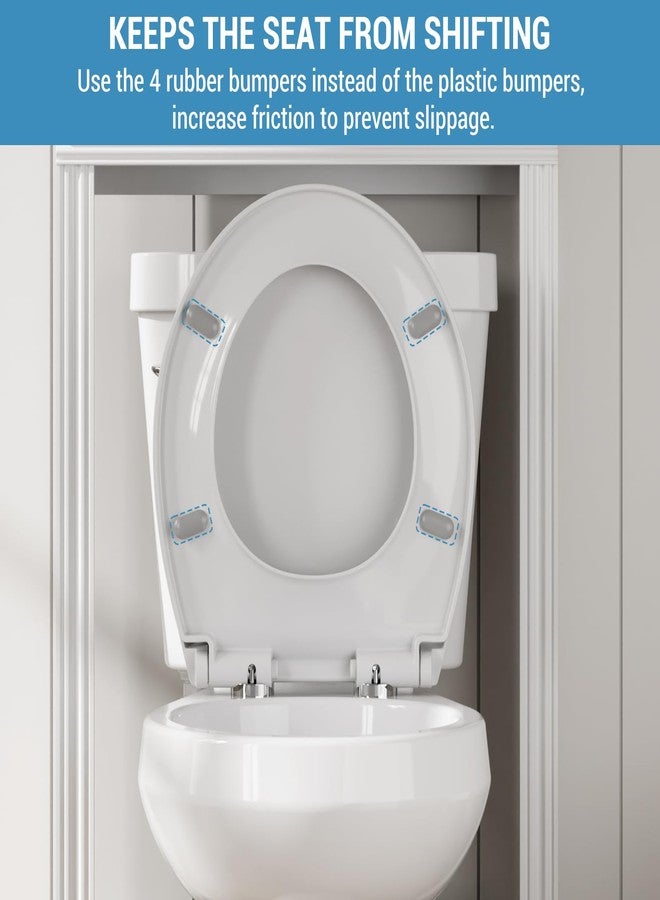 GAOMON Round Toilet Seat, Soft Close Toilet Seat, Quick Release Hinges,One Button for Easy Cleaning, Slow Close Plastic Toilet Seats and Cover,Easy Installation Never Loosen Hinge White Toilet Lid - Image 5
