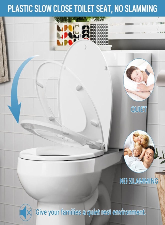 GAOMON Round Toilet Seat, Soft Close Toilet Seat, Quick Release Hinges,One Button for Easy Cleaning, Slow Close Plastic Toilet Seats and Cover,Easy Installation Never Loosen Hinge White Toilet Lid - Image 4