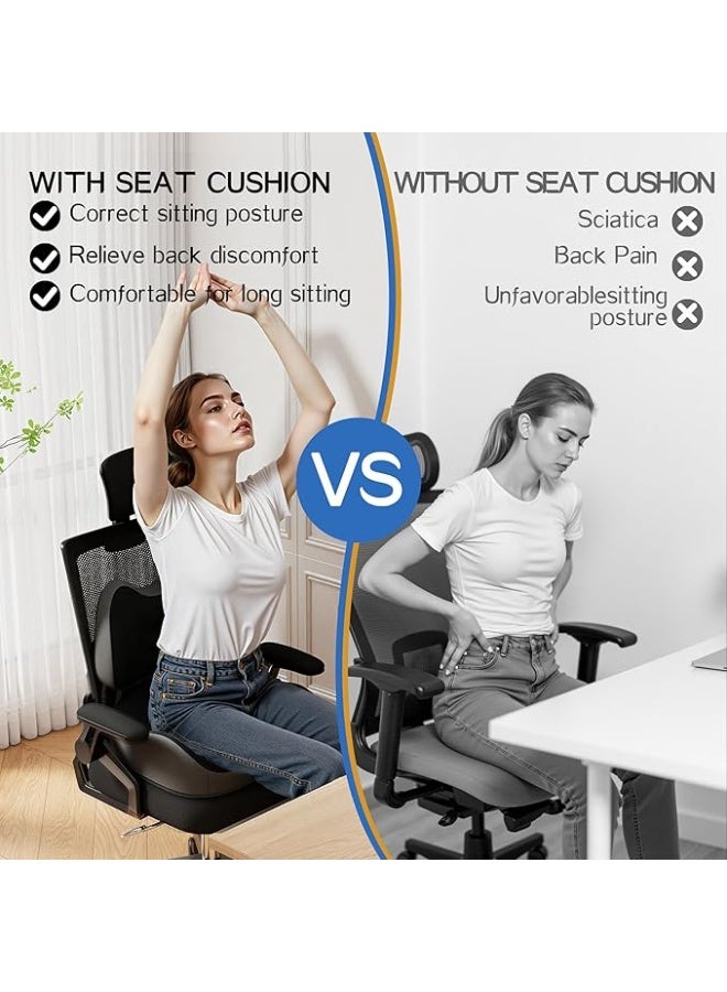 Extra Large Memory Foam Seat Cushion – Lumbar & Coccyx Support for Office, Car & Wheelchair - Image 4