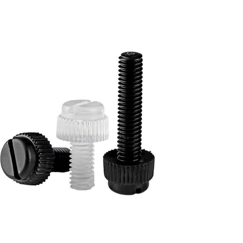 Knurled Thumbscrew Acrylic Clear Transparent Nylon PA66 Plastic Knurl Slotted Head Toolless Thumb Bolt(Black,200pcs M5x6) - Image 2