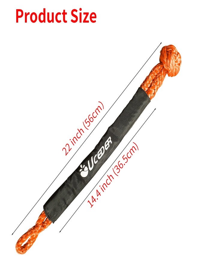 UCEDER Synthetic Soft Shackle Rope, Shackle Recovery Kit with Extra Protective Sleeves(56,000 lbs Breaking Strength) Heavy Duty Tow Shackles for Off-Road, Truck, Jeep, SUV, UTV, ATV (Orange) - Image 2