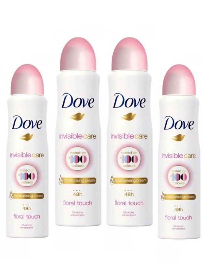 Dove Invisible Care Body Spray, Floral Touch - 150ml set of 4