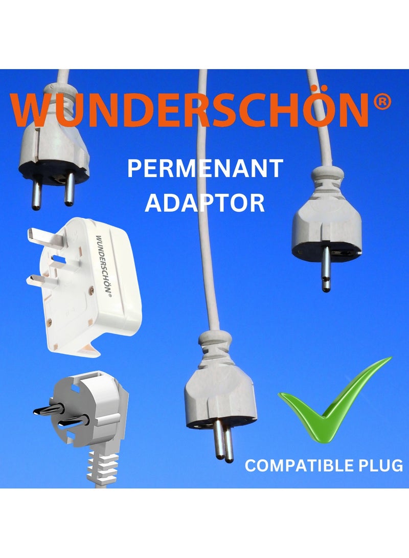 WUNDERSCHÖN WUNEDRSCHÖN | European Type F To UK Plug Adaptor-2 to 3 Pins Plug Converter Permanent Adapor With Screws 220-250 Volts 13 A Fused, Compact Size Travel Adaptor (EU (TYPE F) to UK, White)  - Image 3