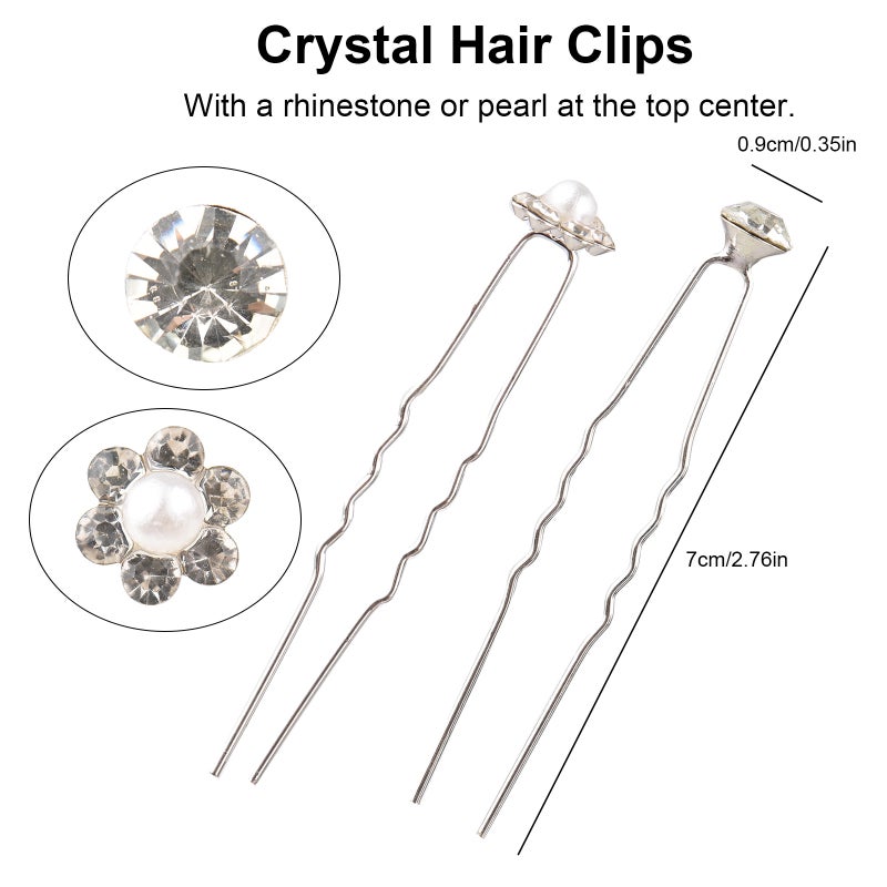 40pcs Bridal Clear Crystal Rhinestone U-shaped Hair Pins Hair Clips Bobby Pins Decorative Wedding Flower bridal hair clips for Women - Image 3