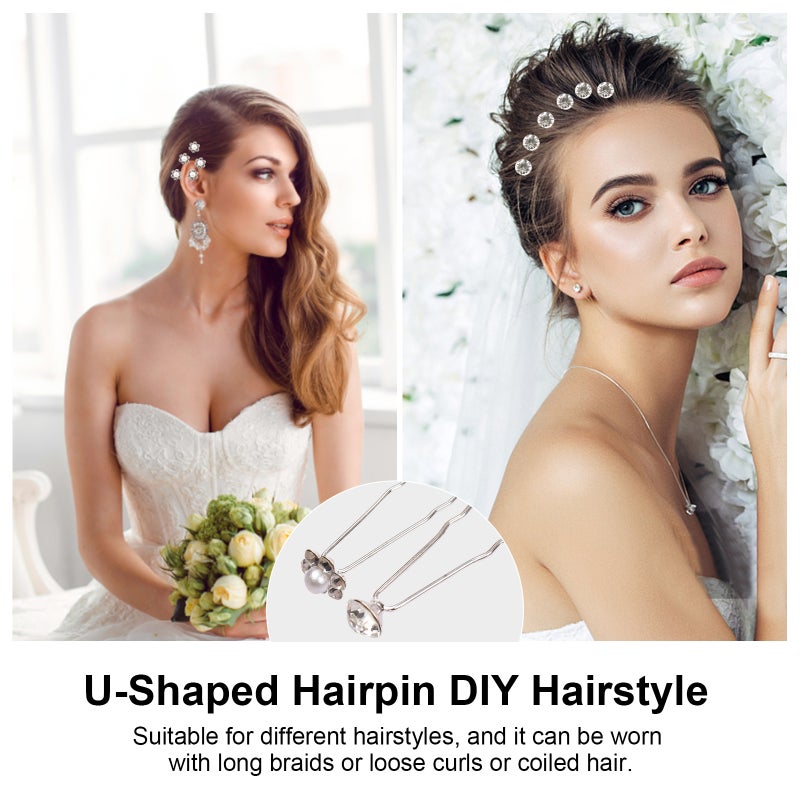40pcs Bridal Clear Crystal Rhinestone U-shaped Hair Pins Hair Clips Bobby Pins Decorative Wedding Flower bridal hair clips for Women - Image 2