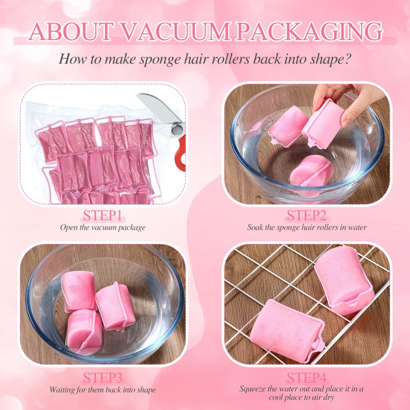 Geyoga 18 Pieces Sponge Hair Rollers Large Soft Foam Hair Styling Curlers Large Size Hairdressing Curlers for Women(Pink,1.9 x 2.6 Inches) - Image 4