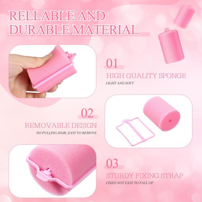 Geyoga 18 Pieces Sponge Hair Rollers Large Soft Foam Hair Styling Curlers Large Size Hairdressing Curlers for Women(Pink,1.9 x 2.6 Inches) - Image 3