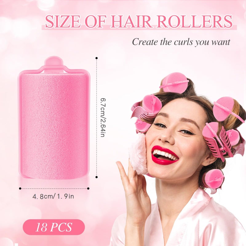 Geyoga 18 Pieces Sponge Hair Rollers Large Soft Foam Hair Styling Curlers Large Size Hairdressing Curlers for Women(Pink,1.9 x 2.6 Inches) - Image 2