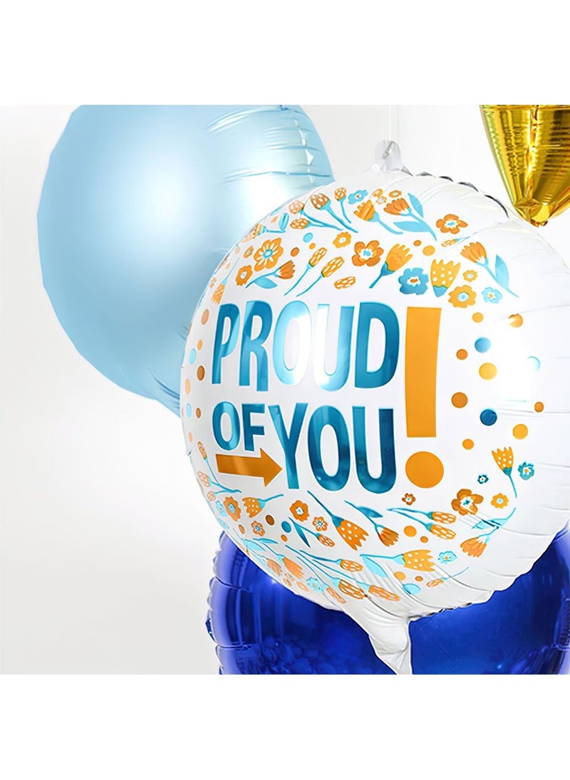 Folat Proud of You Round Foil Balloon White Orange Blue 45cm - Image 2