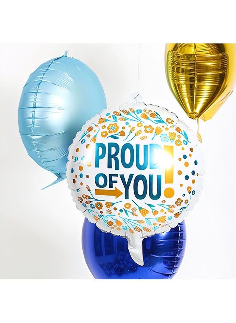 Folat Proud of You Round Foil Balloon White Orange Blue 45cm - Image 3