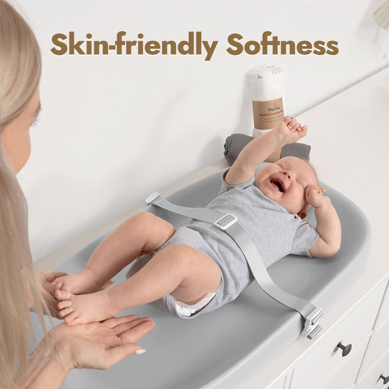 Papablic Wipeable Baby Changing Pad with Removable Safety Strap, Easy to Clean & Non-Slip Waterproof, Changing Pad for Dresser,Bed - Image 5