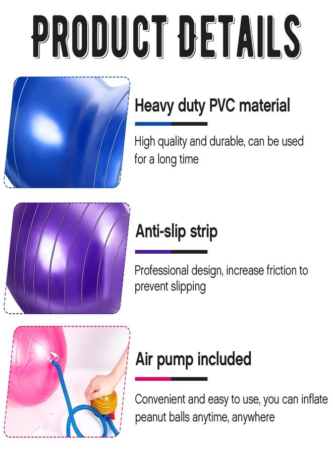 Jexine Peanut Ball for Kids Therapy - 3-Piece Anti-Burst Set, Yoga Balance Exercise Ball for Pregnancy & Home Gym, Includes 1 Pump & 3 Size Options(Classic Color) - Image 3