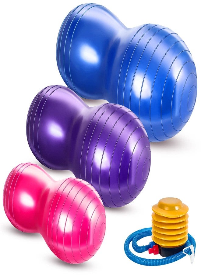 Jexine Peanut Ball for Kids Therapy - 3-Piece Anti-Burst Set, Yoga Balance Exercise Ball for Pregnancy & Home Gym, Includes 1 Pump & 3 Size Options(Classic Color) - Image 1
