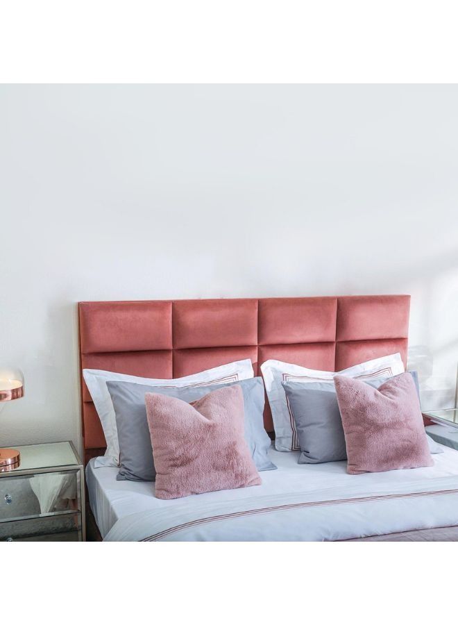 Karnak Square Design Upholstered Velvet Bed Frame Bedroom Furniture Strong And Sturdy Modern Design Wooden Bed | Quiet & Comfortable Bed (Super King - 200x200cm, Pink) - Image 2