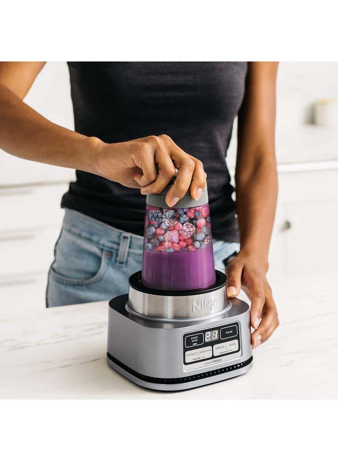 Ninja Foodi Power Nutri Blender 2-In-1, Blend Smoothie Bowls, Thick Spreads & Frozen DrInks, Automatic Programs, 700ml Cup & 400ml Bowl With With Power Paddle 700 ml 1100 W CB102ME Silver - Image 5