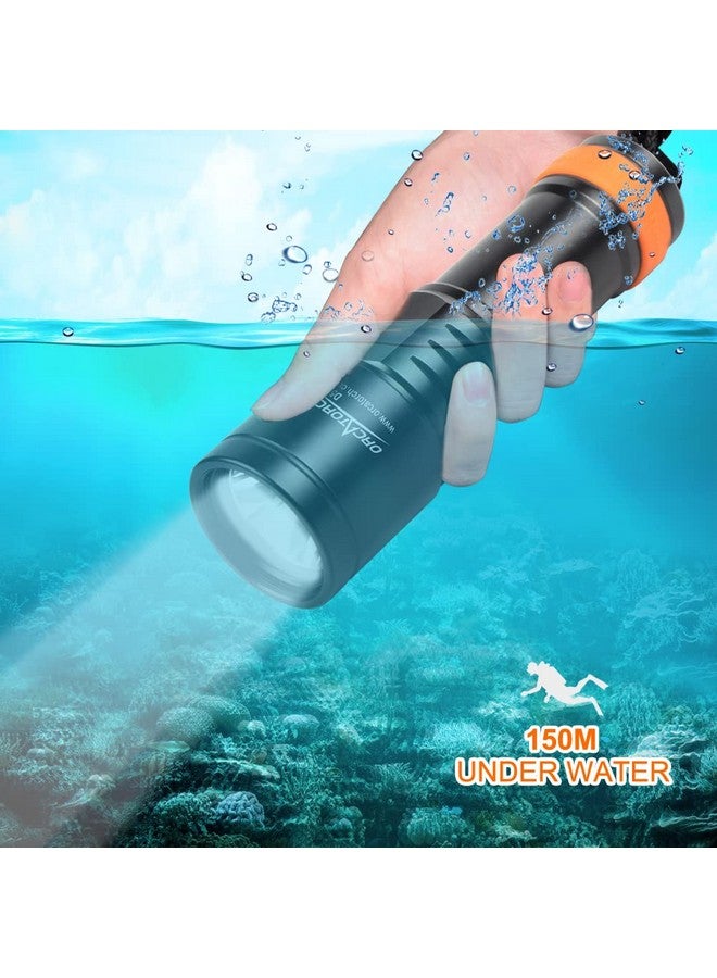ORCATORCH مصباح غوص D580 بحد أقصى 530 لومن تحت الماء مع شعاع ضيق 6 درجات ومفتاح ملتوي مقاوم للماء بدرجة Ip68 ومصباح غوص ليلي مزود بـ 3 بطاريات AAA متضمنة - Image 3